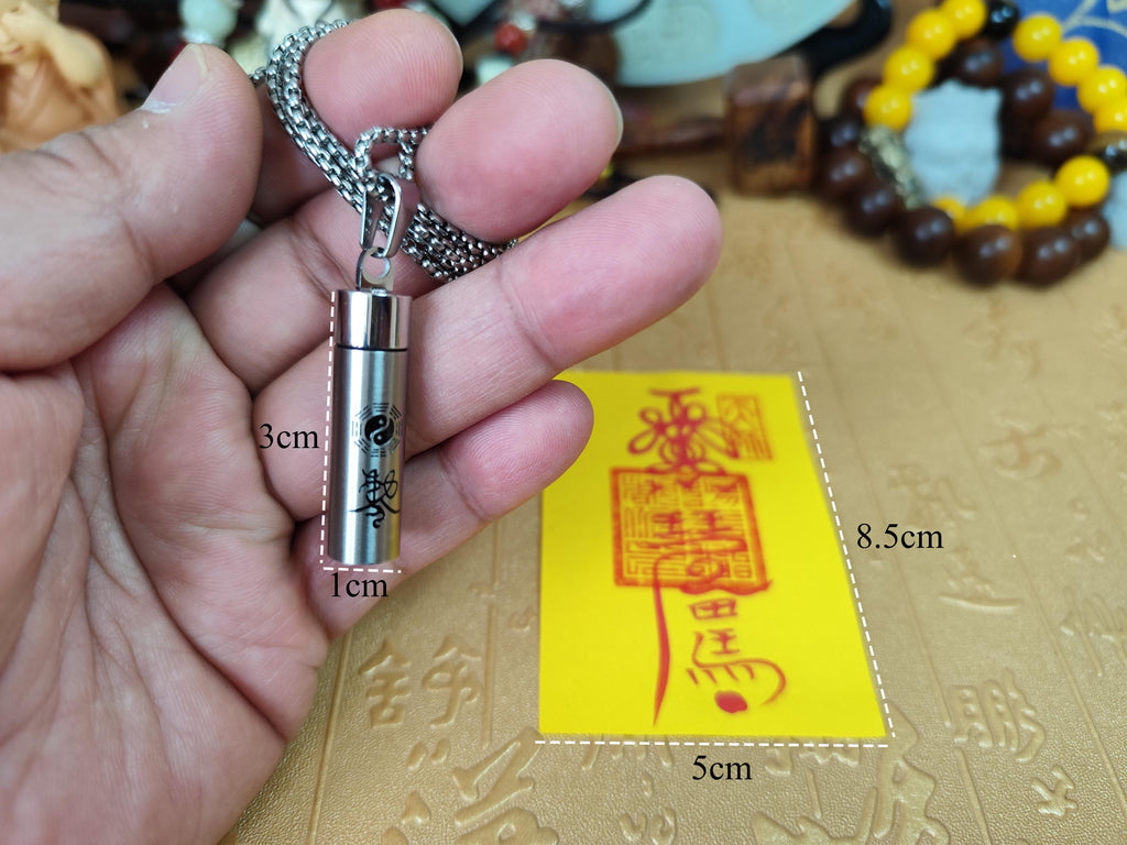 Hand-Drawn Taoist Amulet Necklace: Yin-Yang Bagua Talisman, Wealth & Protection-Customizable Consecration Service - A…