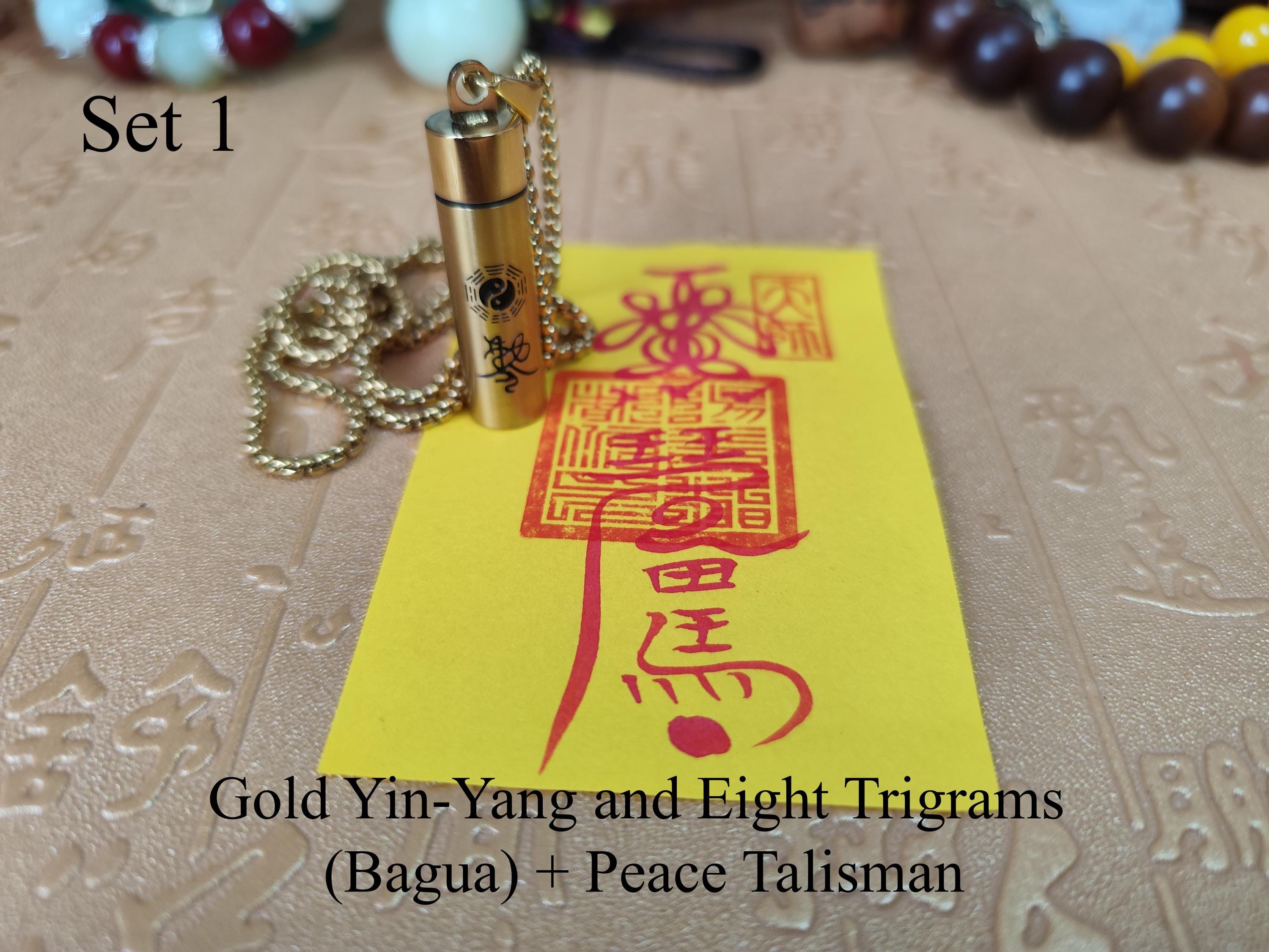 Hand-Drawn Taoist Amulet Necklace: Yin-Yang Bagua Talisman, Wealth & Protection-Customizable Consecration Service - A…