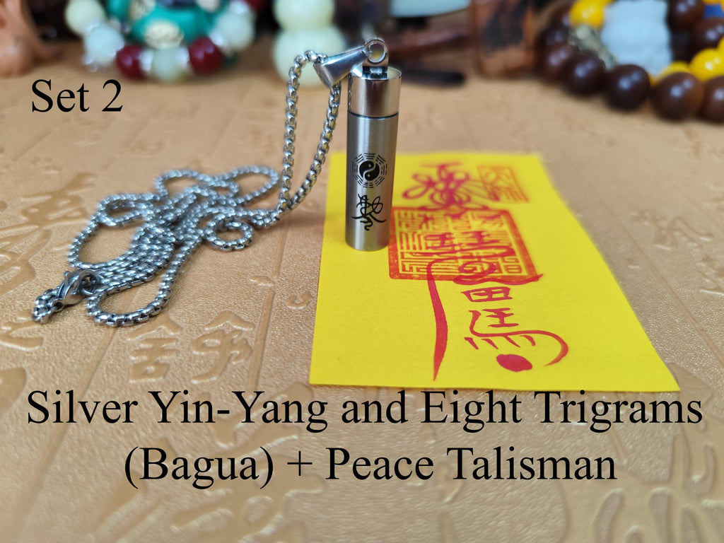 Hand-Drawn Taoist Amulet Necklace: Yin-Yang Bagua Talisman, Wealth & Protection-Customizable Consecration Service - A…