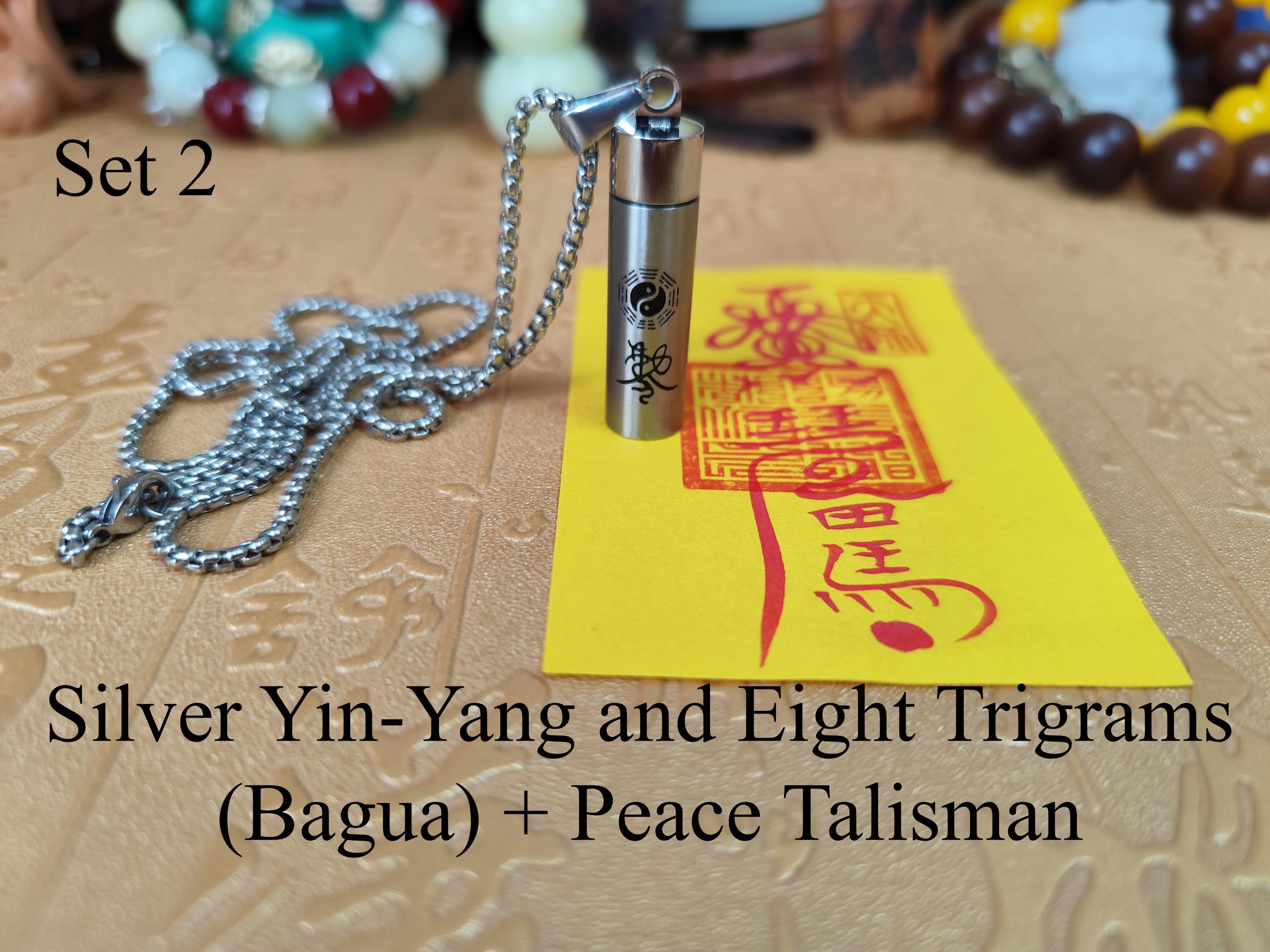 Hand-Drawn Taoist Amulet Necklace: Yin-Yang Bagua Talisman, Wealth & Protection-Customizable Consecration Service - A…