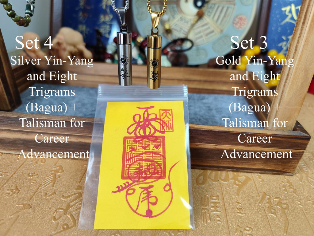 Hand-Drawn Taoist Amulet Necklace: Yin-Yang Bagua Talisman, Wealth & Protection-Customizable Consecration Service - Two…